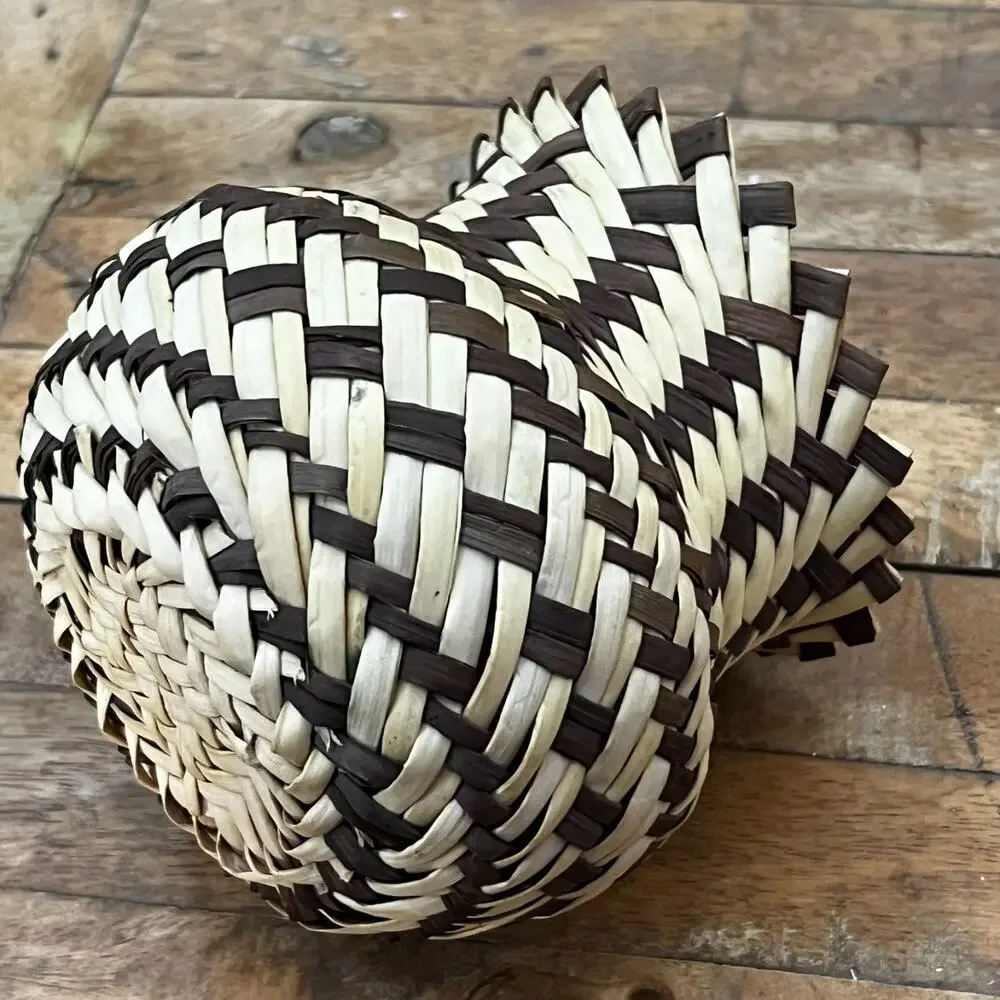 Vintage Tarahumara Basket Handmade In Mexico Double Weave 5